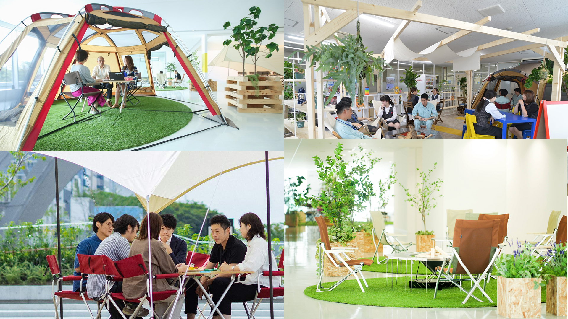 舞阪家具とスノーピークが作るオフィス空間の画像。松坂屋にて展示中